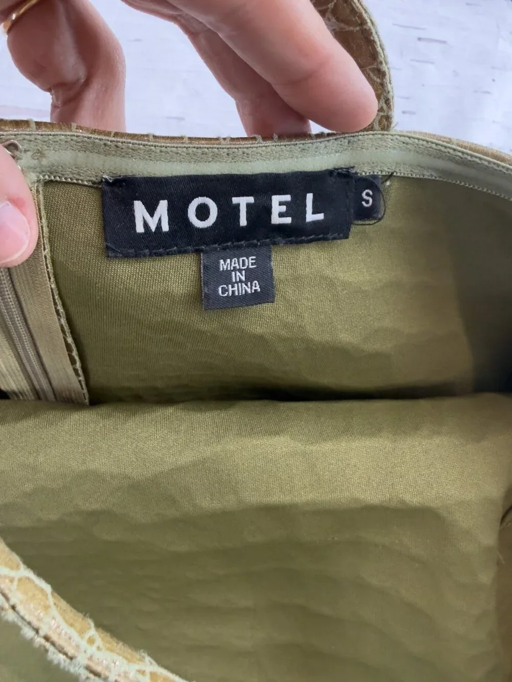 Motel Beige Croc Faux Leather Mini Dress‎ S Bodycon Slip Y2K